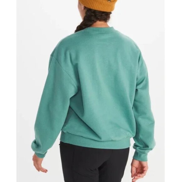 Marmot Mountain Works Boxy Crewneck Women's Sweatshirt Blue Agave Green Yellow S - Picture 2 of 3